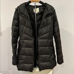 A New Day Black Quilted Puffer Jacket with Hood